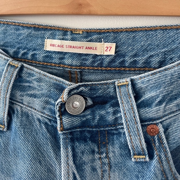 NWOT Levi’s Premium Ribcage Straight ankle denim high rise jeans 27w 29l light - Picture 5 of 13